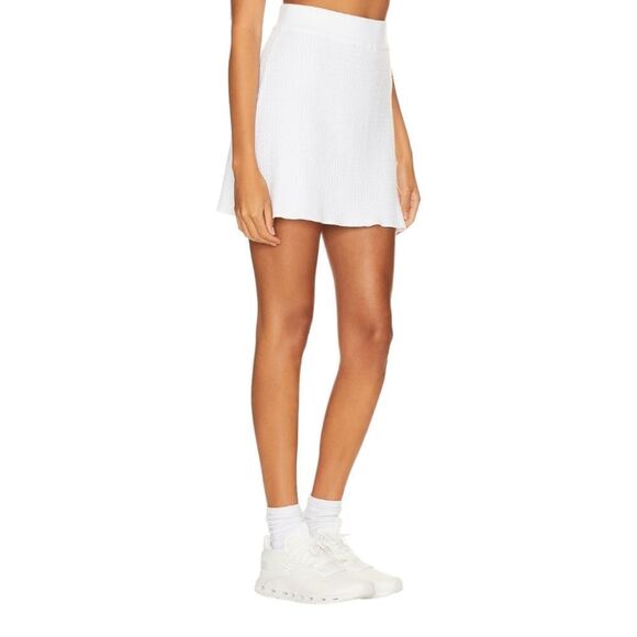 Cable Knit Varsity Skirt Optic White NWT Preppy Cozycore Comfy - Picture 3 of 10